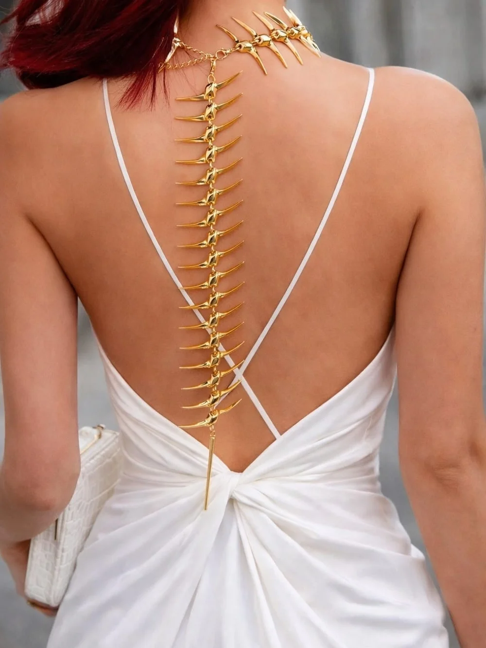 Gold Spine-Back Statement Necklace - Picture 4 of 4